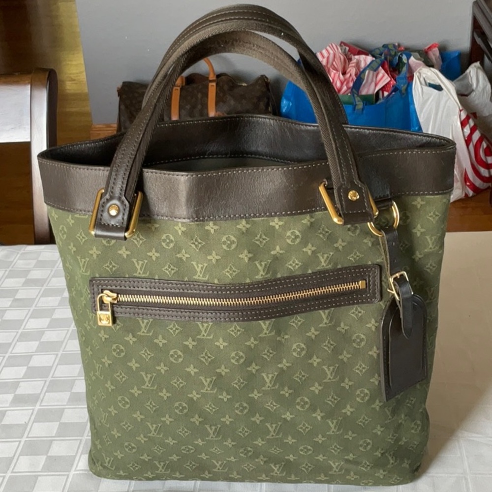 Louis Vuitton Lucille GM Dark Green Mini Monogram Canvas Shoulder Handbag